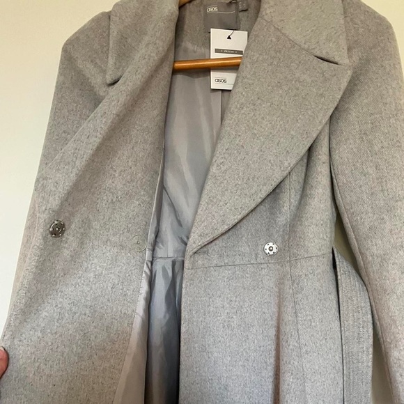 Brand new ASOS petite light grey notch collar trench coat - Picture 3 of 4